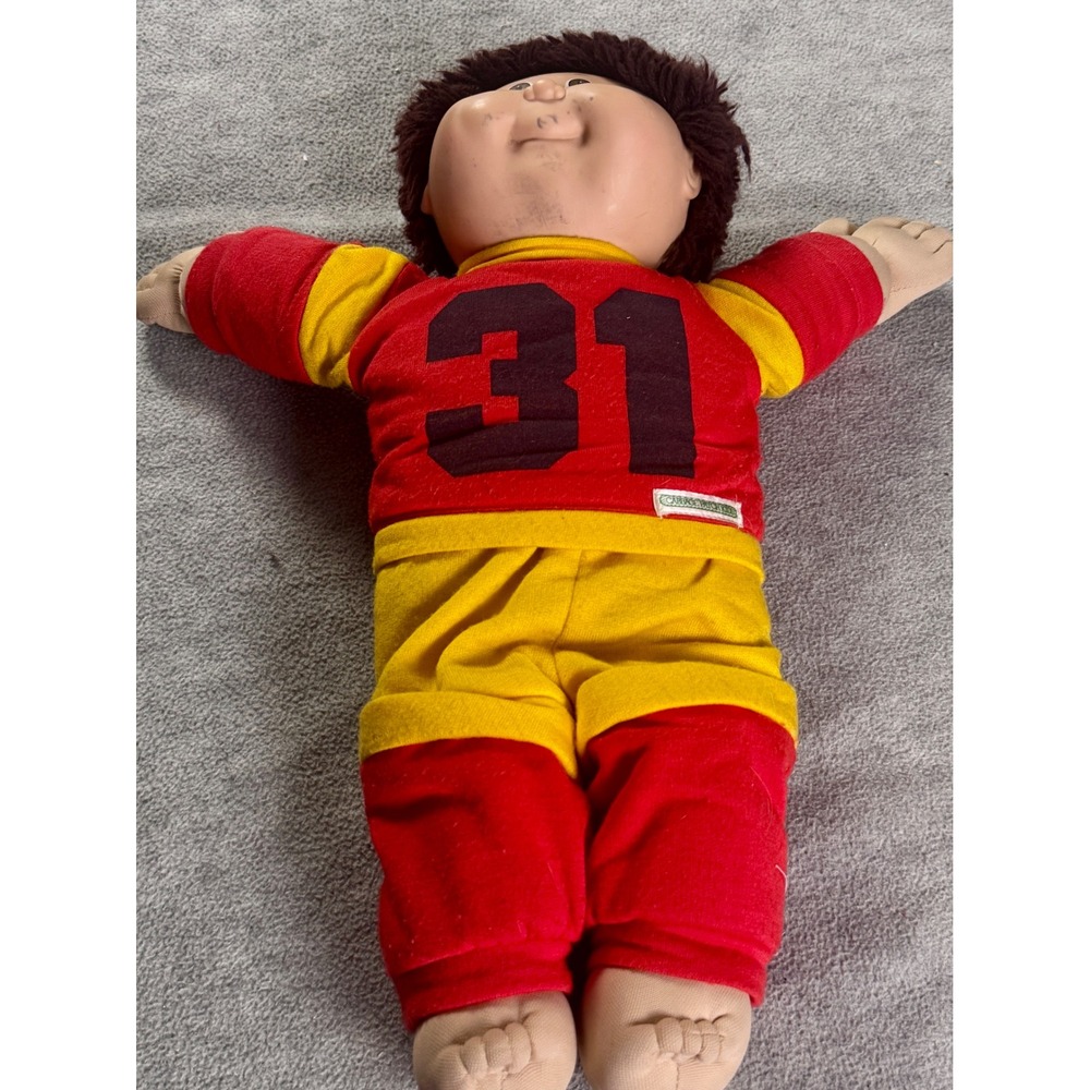 Vintage Cabbage Patch Kids Boy Doll Brown Hair Red Yellow Outfit 31 Coleco 1982